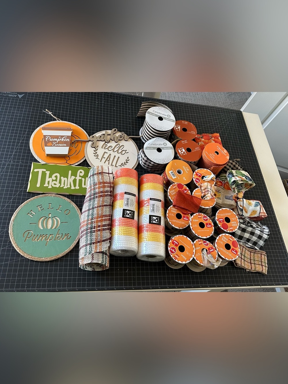 Fall Wreath Making Lot – Candy Corn Fall Mesh, Ribbon & 5 Signs - Picture 6 of 6